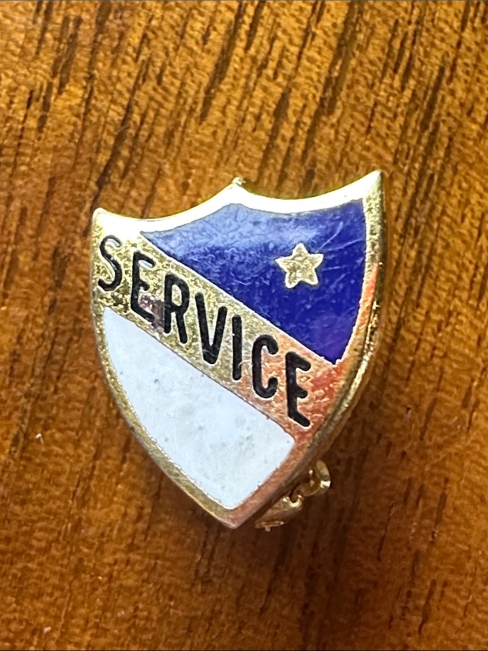 Tiny Vintage Service Shield Enamel Pin - Blue &‎ White